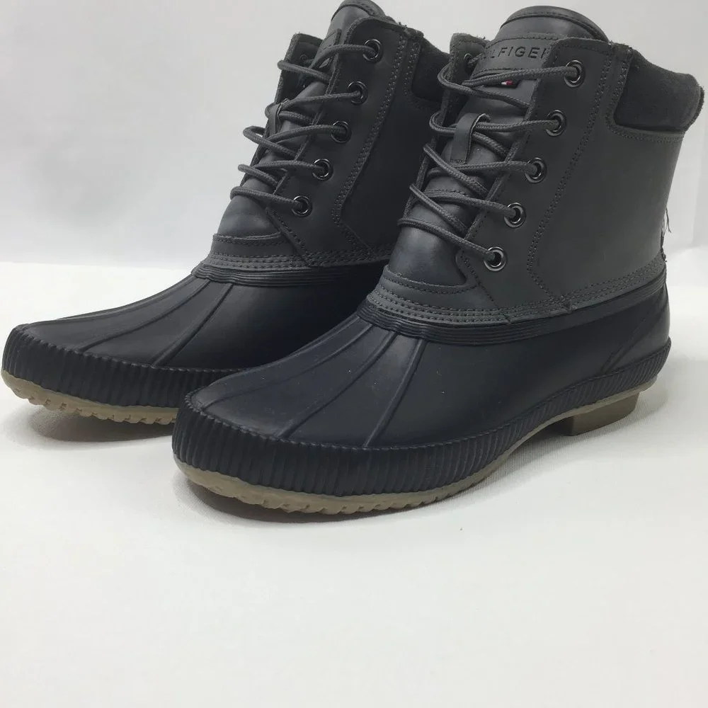832. Tommy Hilfiger Sleek Waterproof Black Rain & Snow Duck Ankle Boots